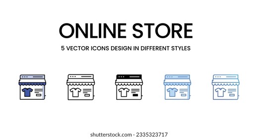 Diseño de iconos de almacenamiento en línea en estilo Cinco con barra editable. Línea, Sólido, Línea plana, Color de tono Duo y Línea de degradado de color. Adecuado para diseño de páginas Web, aplicaciones móviles, UI, UX y GUI.