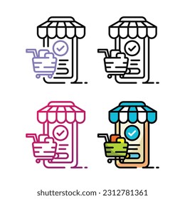 Online store icon design in four variation color