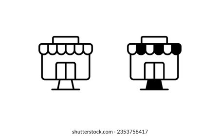 Online Store icon design with white background stock illustration