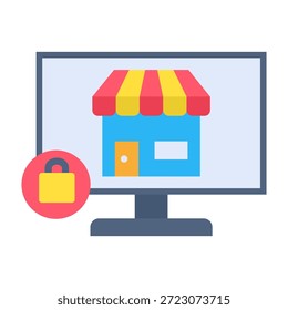 Ilustración vectorial de diseño plano de icono de tienda en línea