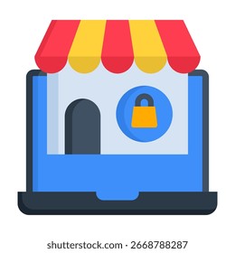 Ilustração de vetor de estilo plano de ícone de loja online