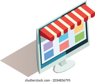 Online store icon illustration vector design flat