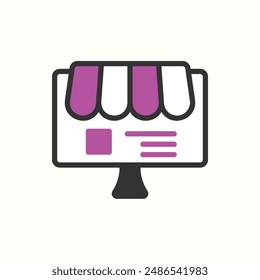 online store icon, isolated colored icon theme ecommerce