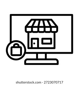 Ilustración vectorial de diseño de línea de iconos de tienda en línea