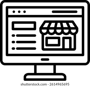 Online Store Icon Line Vector Illustration