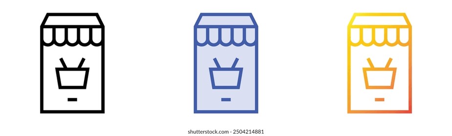 online store icon. Linear, Blue Fill and Gradient Style Design Isolated On White Background