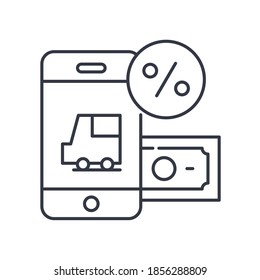 Online-Shop Symbol, lineare einzelne Illustration, dünne Linie Vektorgrafik, Web-Design-Zeichen, Umrisssymbol mit bearbeitbarem Strich auf weißem Hintergrund.
