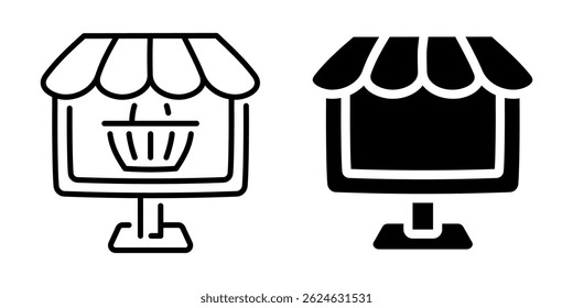 Online store icon. Linear and silhouette style.