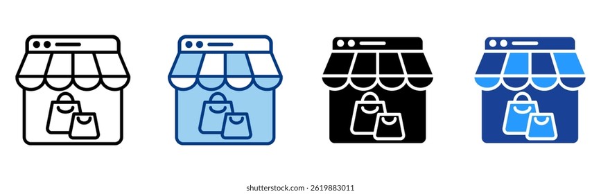 Online Store Icon Multiple Style Vector Collection