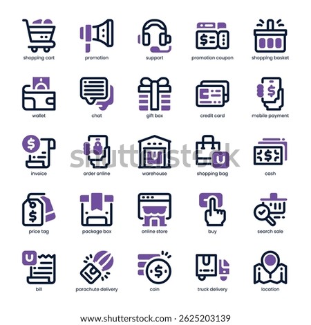 Online Store Icon pack for your website, mobile, presentation, and logo design. Online Store Icon dual tone design. Vector graphics illustration and editable stroke.