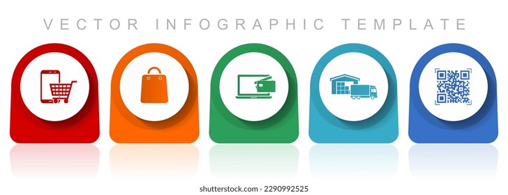 Online store icon set, flat design miscellaneous colorful icons such as smartphone, cart, bag, delivery and qr code for webdesign and mobile applications, infographic vector template in eps 10
