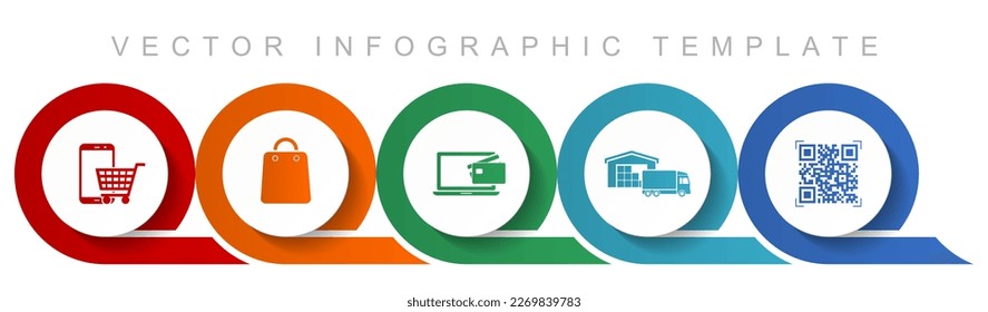 Online store icon set, miscellaneous icons such as smartphone, cart, bag, delivery and qr code for webdesign and mobile applications, flat design infographic vector template in eps 10