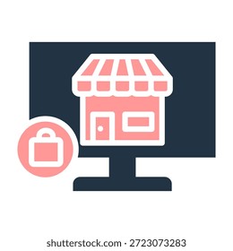 Icono de la tienda en línea Ilustración vectorial de diseño de color sólido