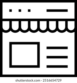 Icono de la tienda en línea. Diseño de estilo lineal delgado aislado sobre fondo blanco
