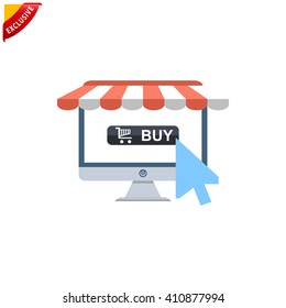 online store icon, vector online commerce icon, isolated mobile shopping icon