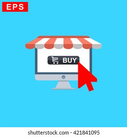 online store icon, vector online commerce icon, isolated mobile shopping icon