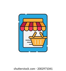 Online Store icon Vector design Illustration. Online Shopping icon vector design concept for website, mobile, logo, symbol, button, sign, app UI