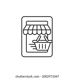 Icono de Tienda en línea Diseño de vectores Ilustración. Diseño vectorial de icono de compras en línea para sitio web, móvil, logotipo, símbolo, botón, signo, aplicación UI