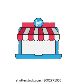 Online Store icon Vector design Illustration. Online Shopping icon vector design concept for website, mobile, logo, symbol, button, sign, app UI
