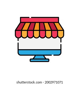 Online Store icon Vector design Illustration. Online Shopping icon vector design concept for website, mobile, logo, symbol, button, sign, app UI