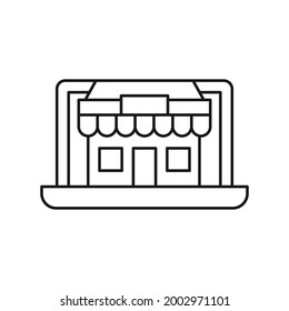 Icono de Tienda en línea Diseño de vectores Ilustración. Diseño vectorial de icono de compras en línea para sitio web, móvil, logotipo, símbolo, botón, signo, aplicación UI