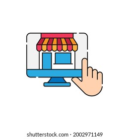 Online Store icon Vector design Illustration. Online Shopping icon vector design concept for website, mobile, logo, symbol, button, sign, app UI