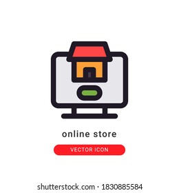 online store icon vector illustration. online store icon lineal color design.