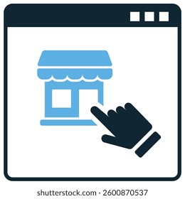 online store icon vector representing e-commerce, digital shopping, and internet marketplace. Ideal for retail, business growth, and online sales.