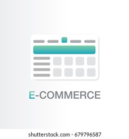 Online store icon, web site page template. E-commerce concept. Development and digital marketing, vector illustration.