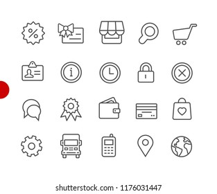 Online Store Icons // Red Point Series - Vector line icons for your digital or print projects