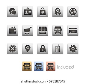Icons im Online Store - Die Vektordatei enthält 4 Farbversionen für jedes Icon in verschiedenen Ebenen.