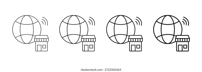 Conjunto de Vectores de iconos de tienda en línea en diferentes estilos de línea de trazo