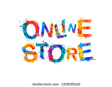 Online store. Inscription of vector splash paint letters