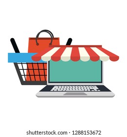 online store with laptop