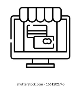 Icono de línea de tienda en línea, signo de concepto, ilustración de vector de esquema, símbolo lineal.