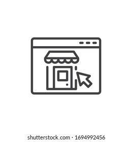 Online store line icon. linear style sign for mobile concept and web design. Online shop Webpage outline vector icon. Symbol, logo illustration. Vector graphics