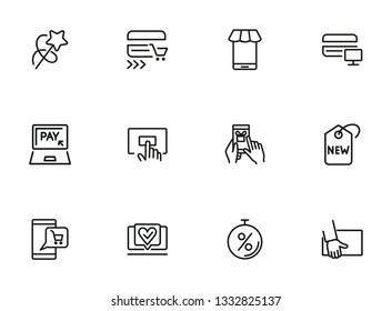 Online store line icon set.Packet, online payment, mobile app. Shopping concept. Vector illustration can be used for topics like buying, shopping, supermarket