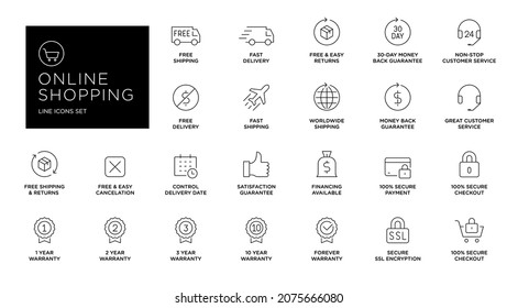 Online store line icons set  E  commerce  online shopping  Modern graphic design concepts  simple outline elements collection 