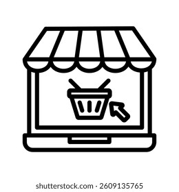Online Store Line Vector Illustration On White Background.