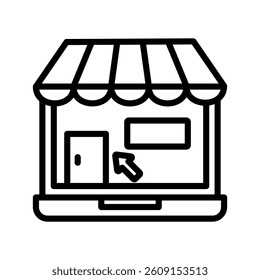 Online Store Line Vector Illustration On White Background.