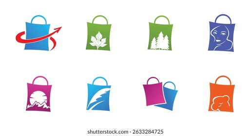Online Store Logo Design Collection, Vector Illustration