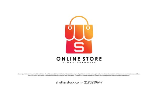 Online store logo design for commerce business icon with modern style concept Premium Vector