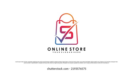 Online store logo design for commerce business icon with modern style concept Premium Vector