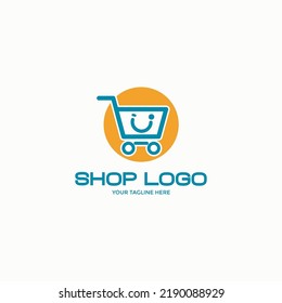 Online Store Logo Design Template. Vector illustration of shopping cart and shop bag combination logo design concept. Perfect for E-commerce, sales, discount or web store elements. Company emblem