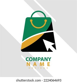 Online Store Logo Design Template. Vector illustration of a shopping cart and shop bag combination logo design concept. Perfect for E-commerce, sales, discount or web store elements. Company emblem