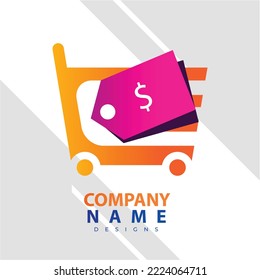 Plantilla de diseño del logotipo de la tienda en línea. Ilustración vectorial de un concepto de logotipo combinado de carrito de la compra y bolsa de la tienda. Perfecto para comercio electrónico, ventas, descuentos o elementos de tienda web. Emblema de la empresa