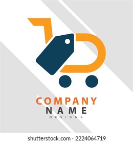 Online Store Logo Design Template. Vector illustration of a shopping cart and shop bag combination logo design concept. Perfect for E-commerce, sales, discount or web store elements. Company emblem