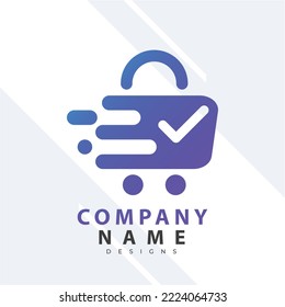 Online Store Logo Design Template. Vector illustration of a shopping cart and shop bag combination logo design concept. Perfect for E-commerce, sales, discount or web store elements. Company emblem