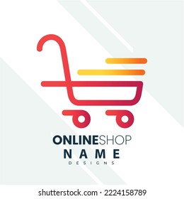 Online Store Logo Design Template. Vector illustration of a shopping cart and shop bag combination logo design concept. Perfect for E-commerce, sales, discount or web store elements. Company emblem