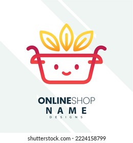 Online Store Logo Design Template. Vector illustration of a shopping cart and shop bag combination logo design concept. Perfect for E-commerce, sales, discount or web store elements. Company emblem